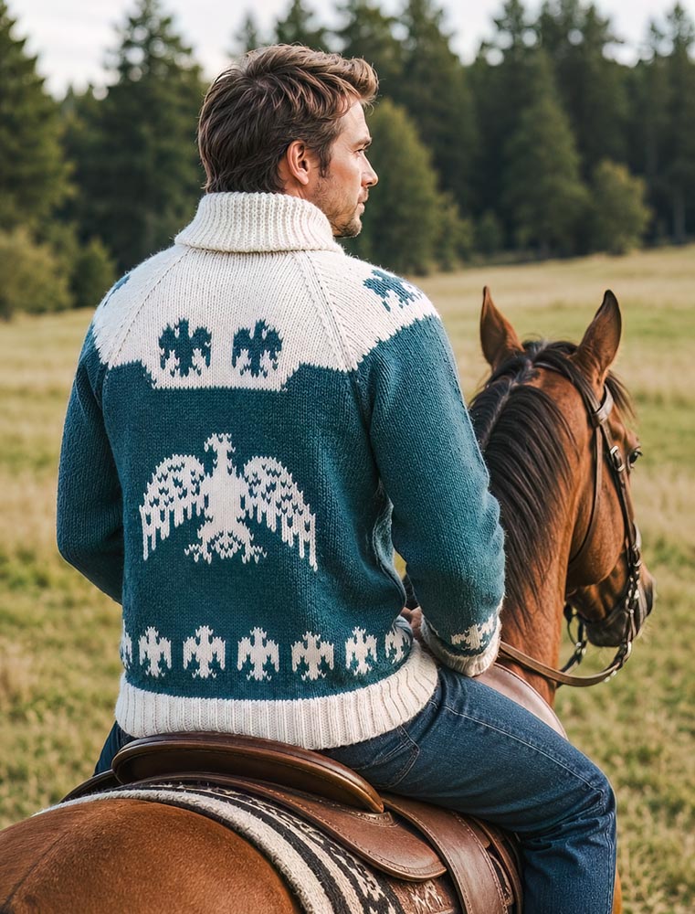 Men's Indian Eagle Cardigan Pattern – Mary Maxim