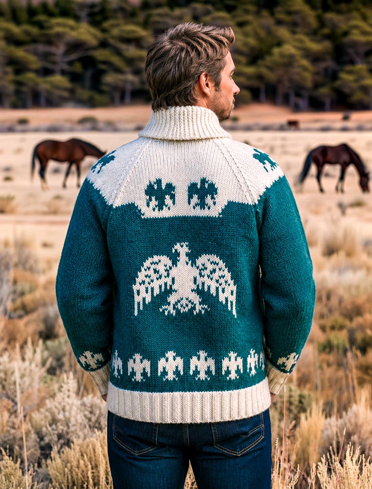 Men's Indian Eagle Cardigan Pattern – Mary Maxim