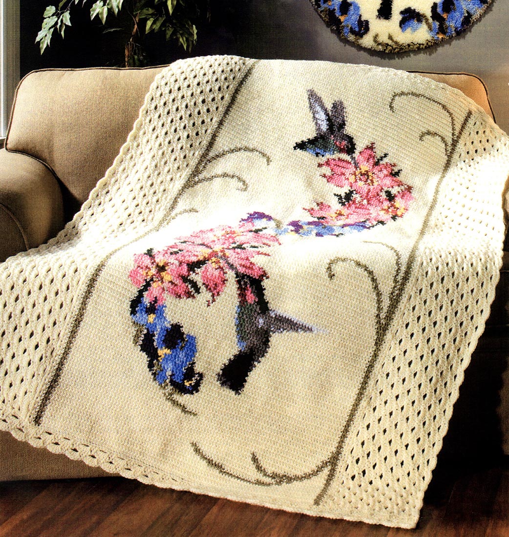 Hummingbirds Afghan Pattern – Mary Maxim