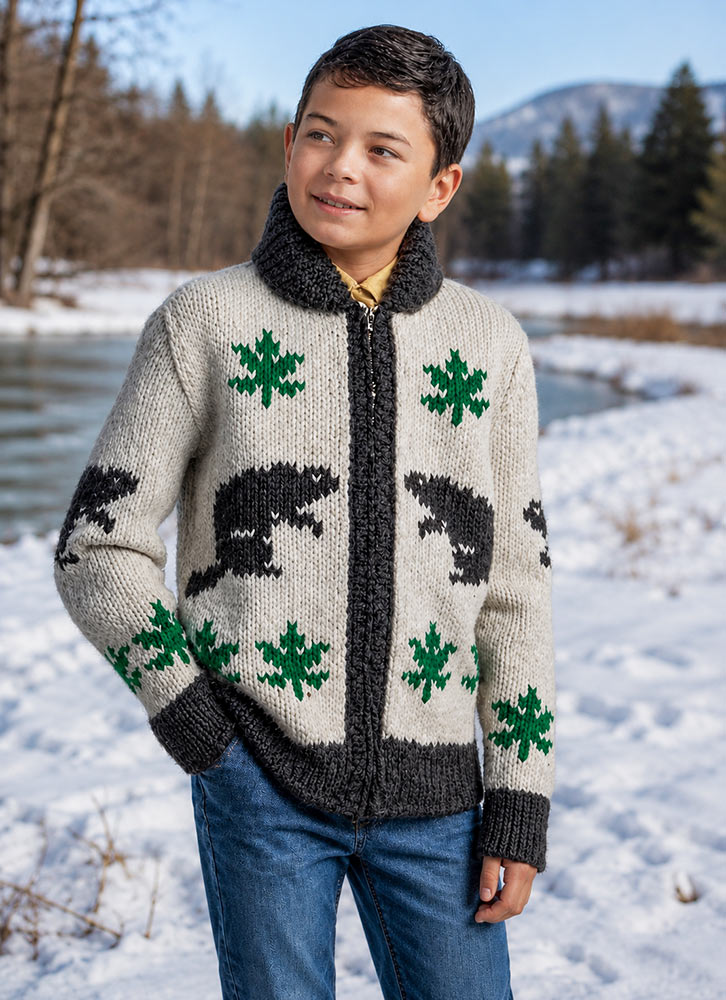 Modèle de cardigan castor canadien