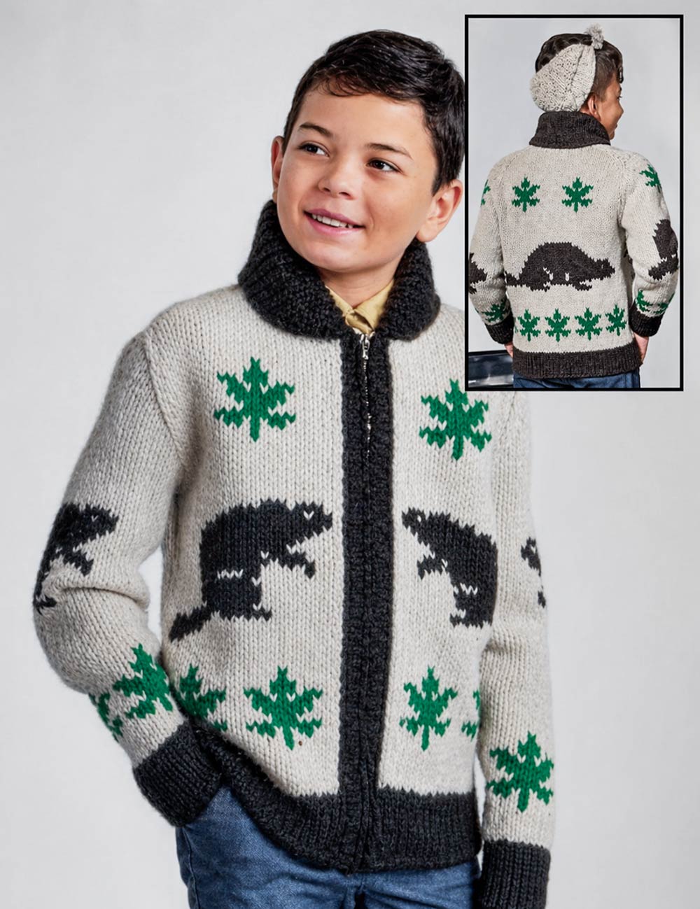 Modèle de cardigan castor canadien