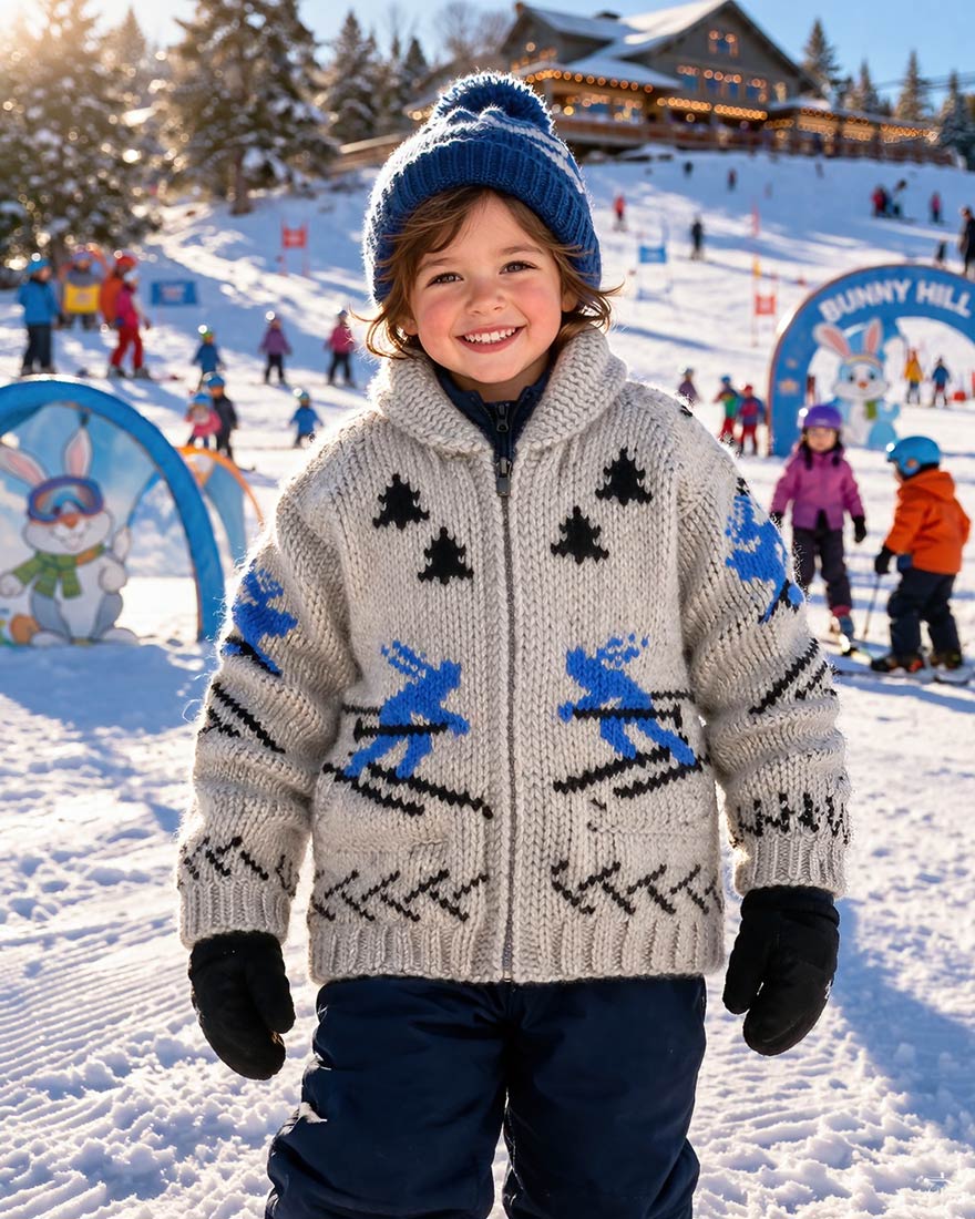 Children's Skiers Cardigan Pattern – Mary Maxim