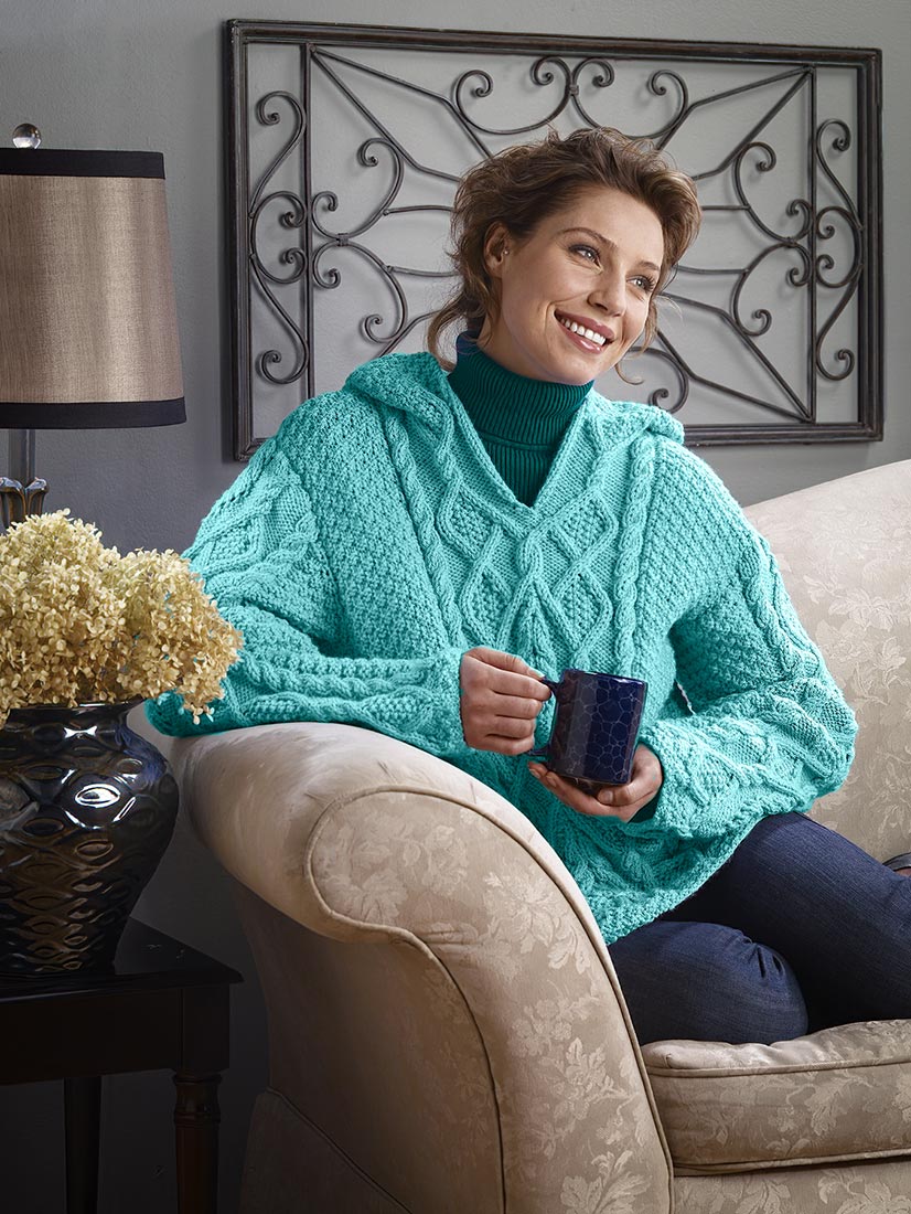 Cabled Hoodie Pattern – Mary Maxim