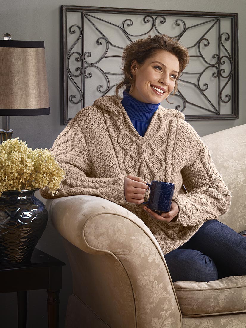 Cabled Hoodie Pattern – Mary Maxim