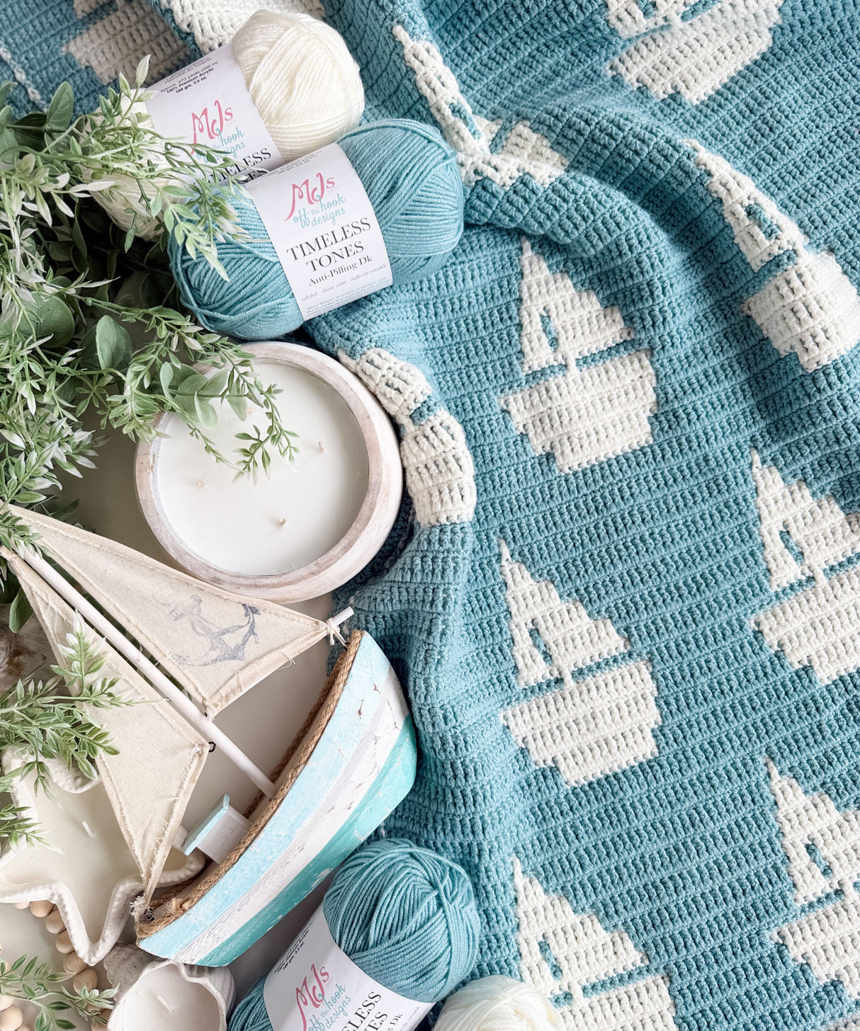 Sailboat Mosaic Baby Blanket