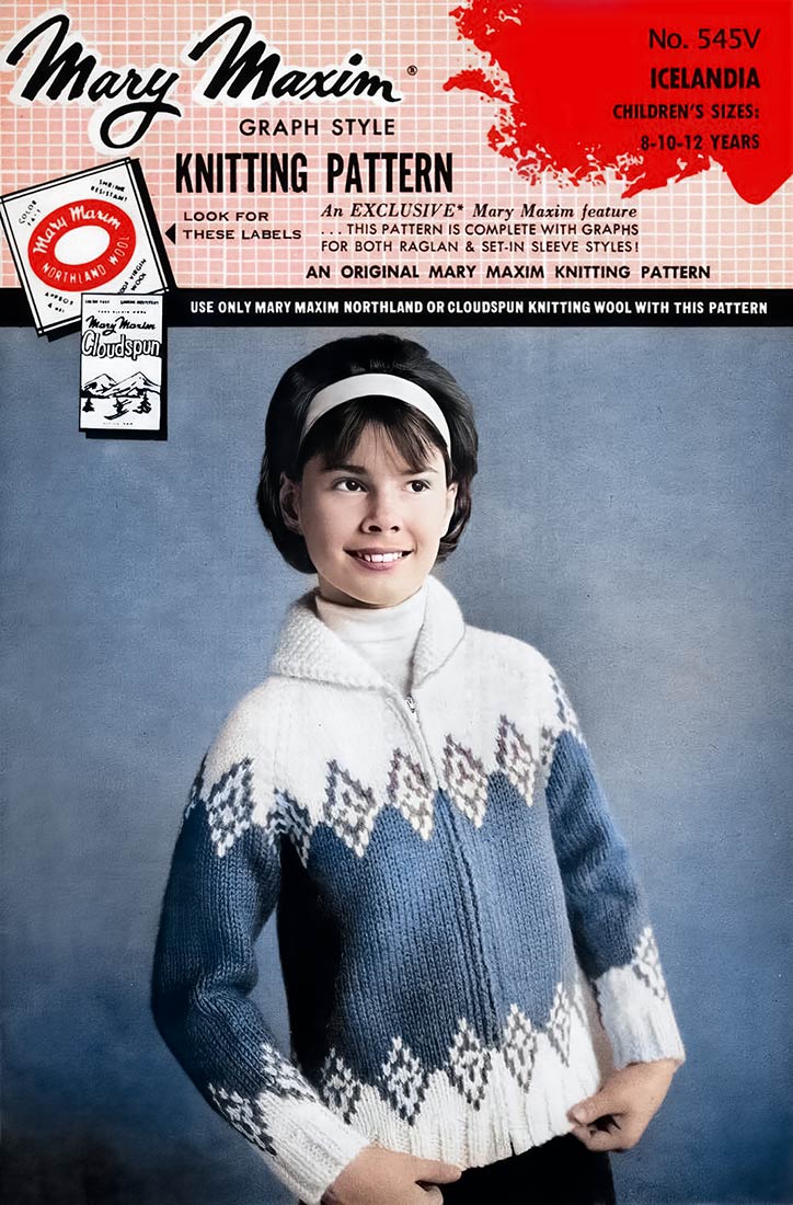 Icelandia Cardigan Pattern – Mary Maxim Icelandia Cardigan Pattern – Mary Maxim