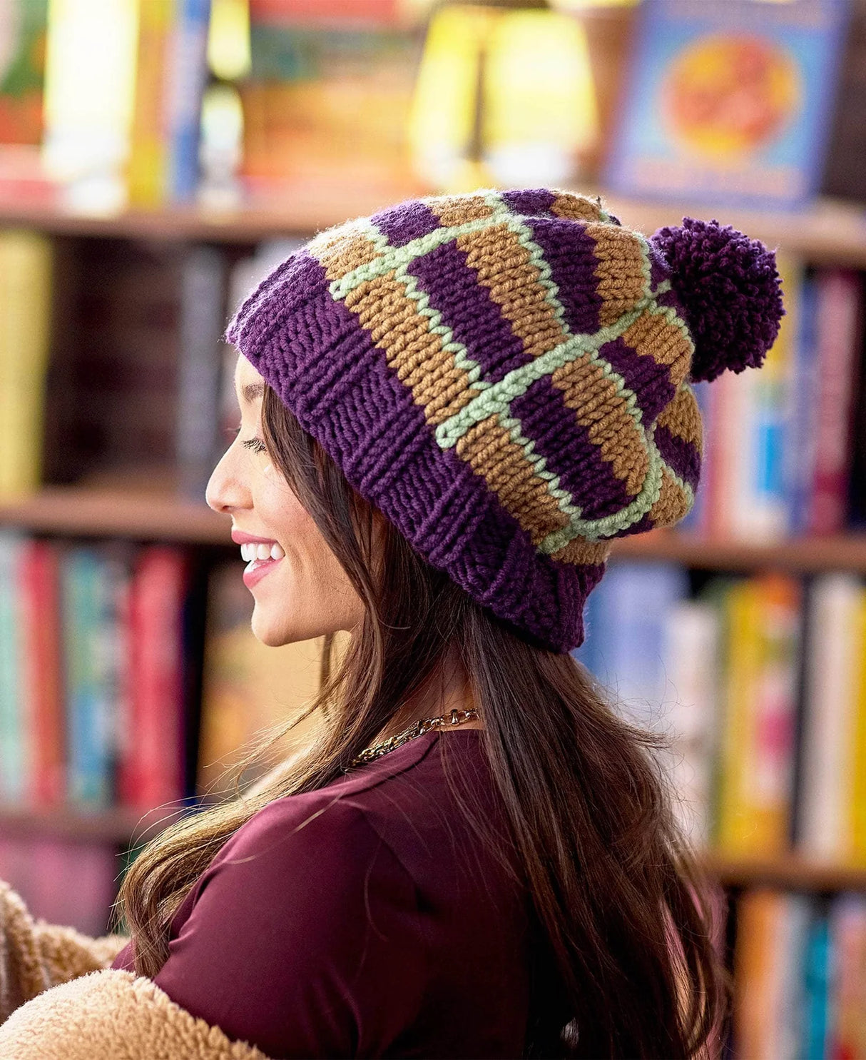 Free Book Nook Plaid Beanie Pattern