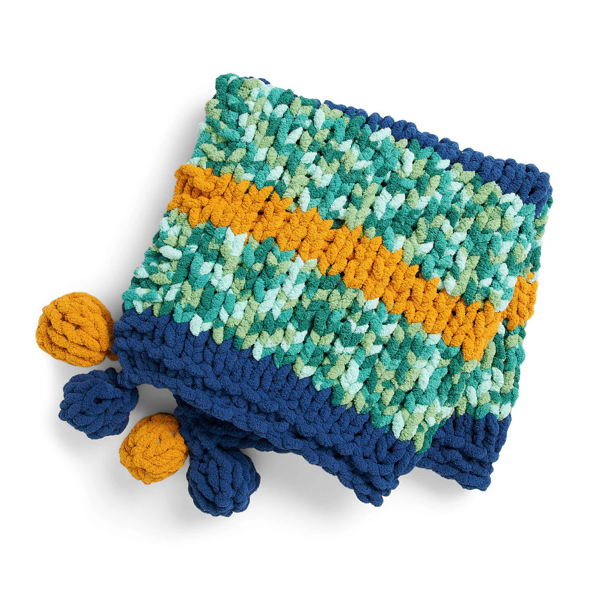 Free Bernat Stripes & Dots Knit Blanket Pattern
