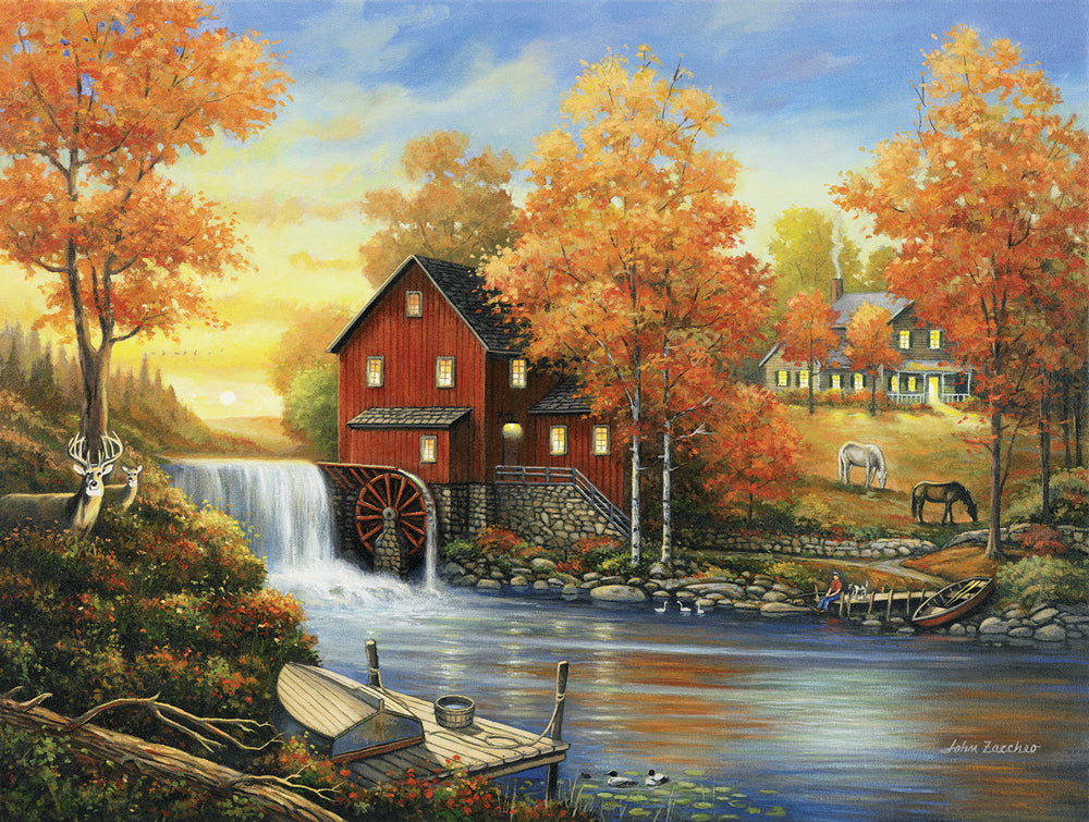 Sunset at the Old Mill Jigsaw Puzzle