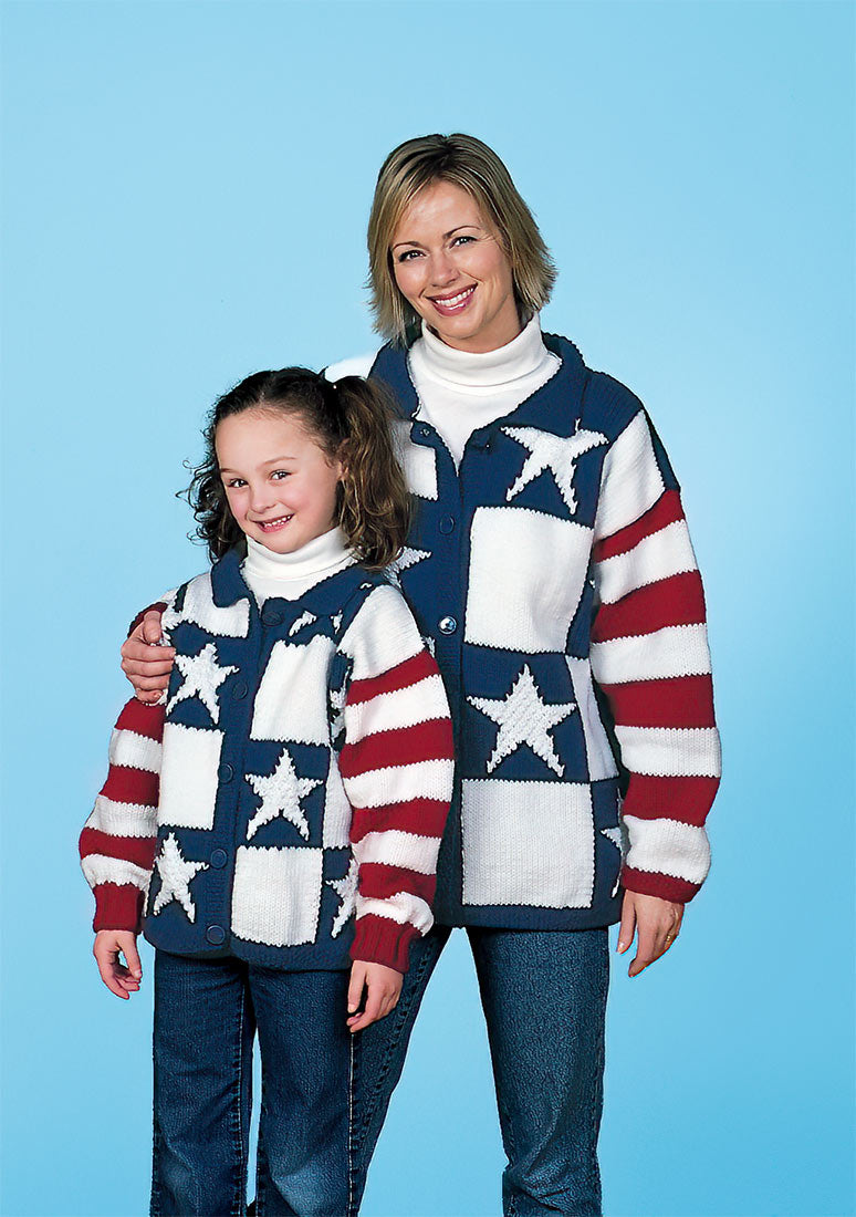 Stars and Stripes Adults Cardigan Pattern – Mary Maxim