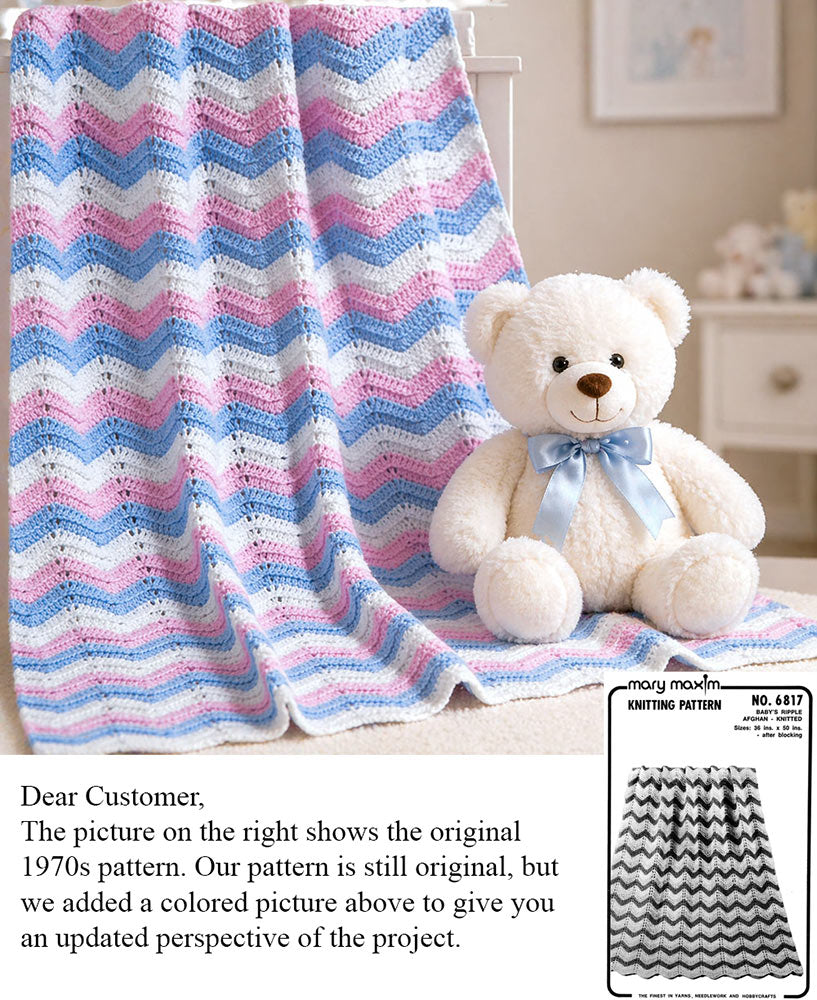 Baby's Ripple Knit Afghan Pattern