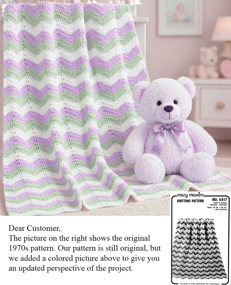 Baby's Ripple Knit Afghan Pattern