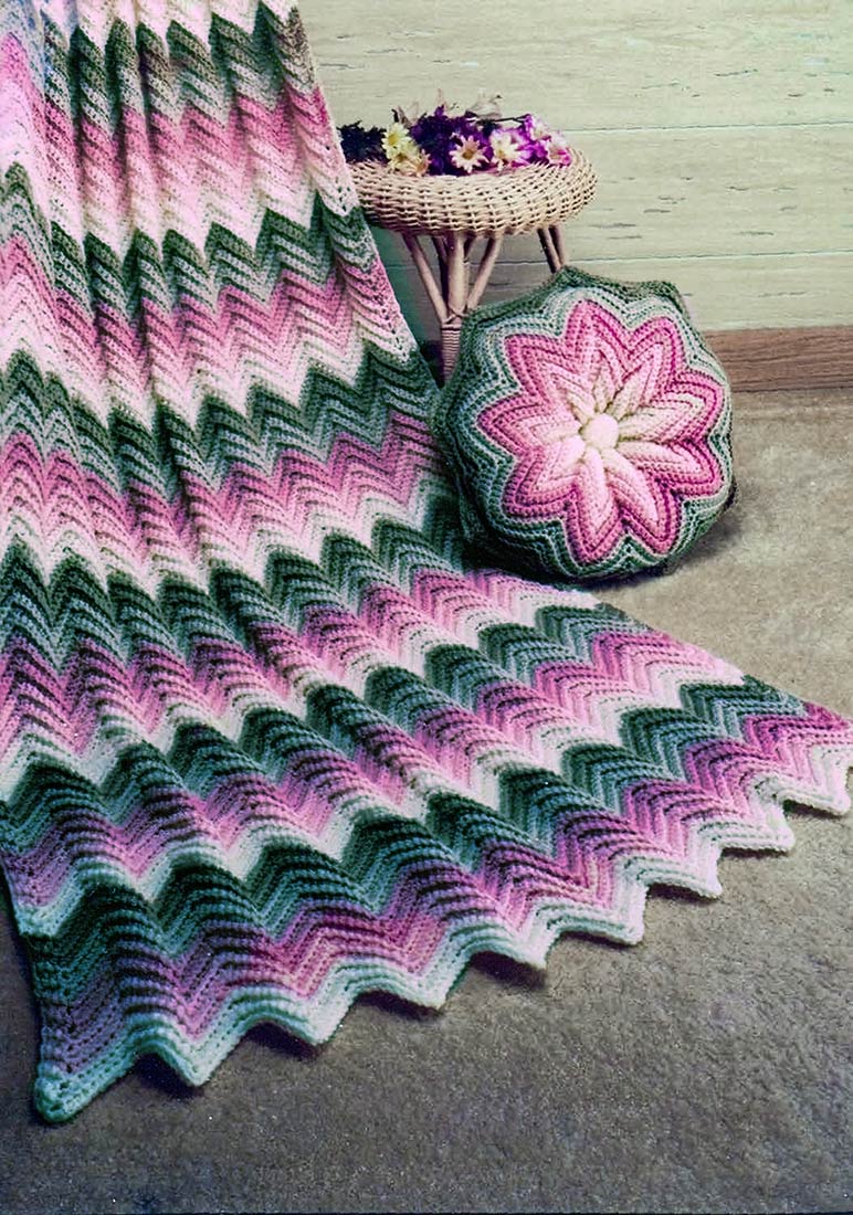 Deep Ripple Pattern For Crochet Crocheted or Knitted Ripple Afghan, and Pillow Pattern – Mary Maxim
