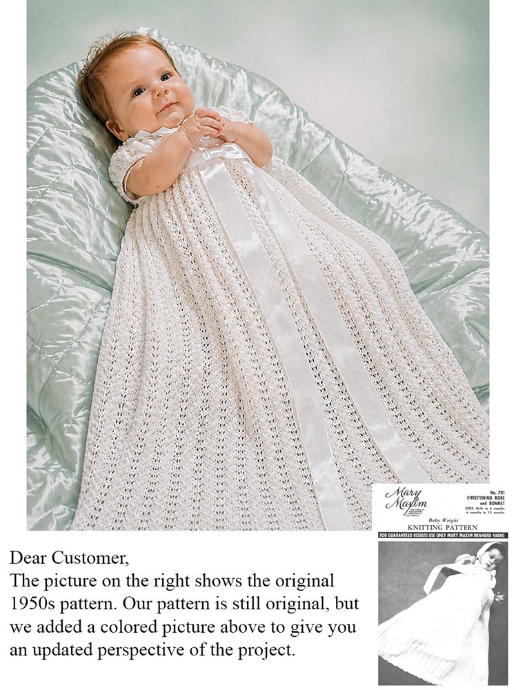 Modèle de robe et de bonnet de baptême