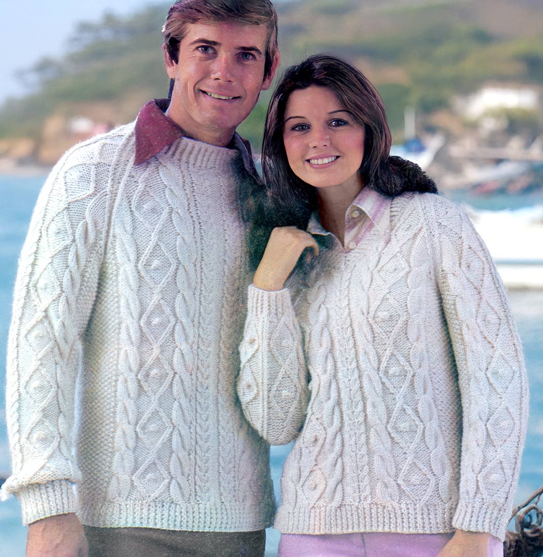 Ladies' & Teens Aran Fisherman Sweater Pattern – Mary Maxim