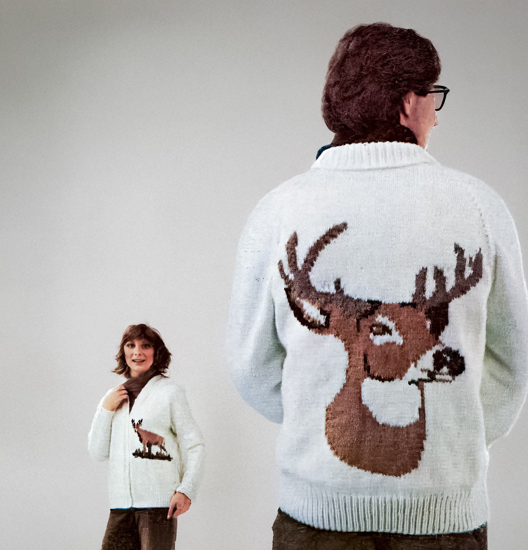 Men's or Ladies' Cardigan - Deer head Pattern – Mary Maxim