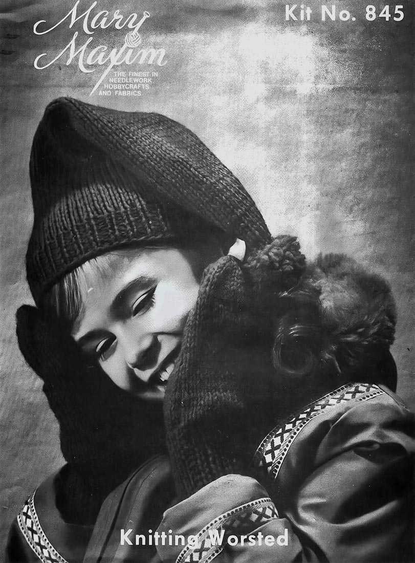 Patrón de guantes y gorra de esquí puntiagudos