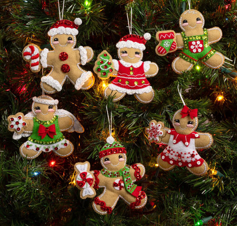 Dressed Up Gingerbread Felt Ornaments