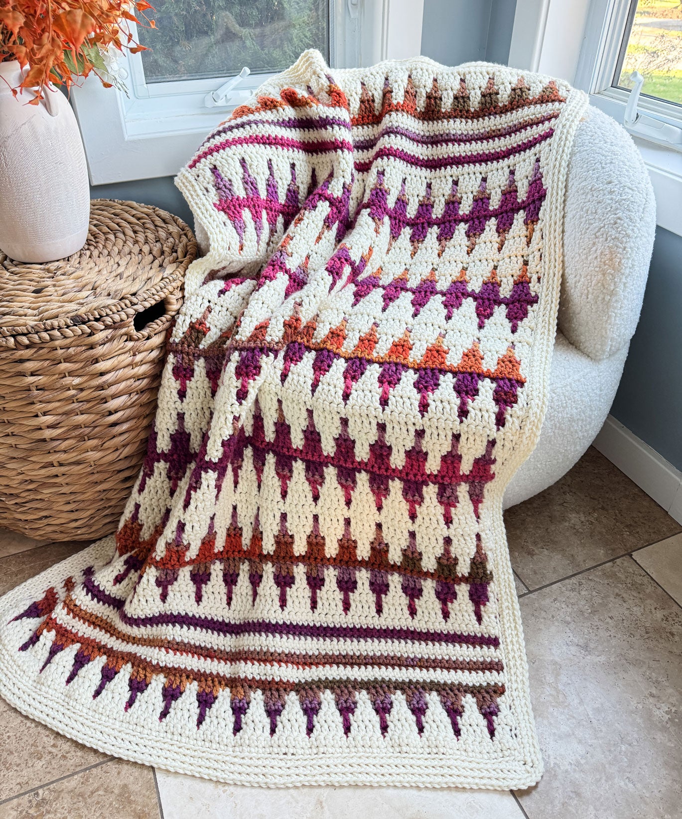 昭和レトロ　マルマン モーニンザウルス クオーツ Autumn's Charm Mosaic Blanket – Mary Maxim