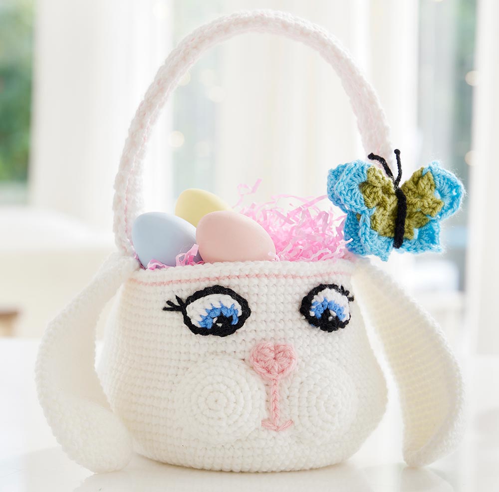 Easter Bunny Basket Crochet Pattern Kit White