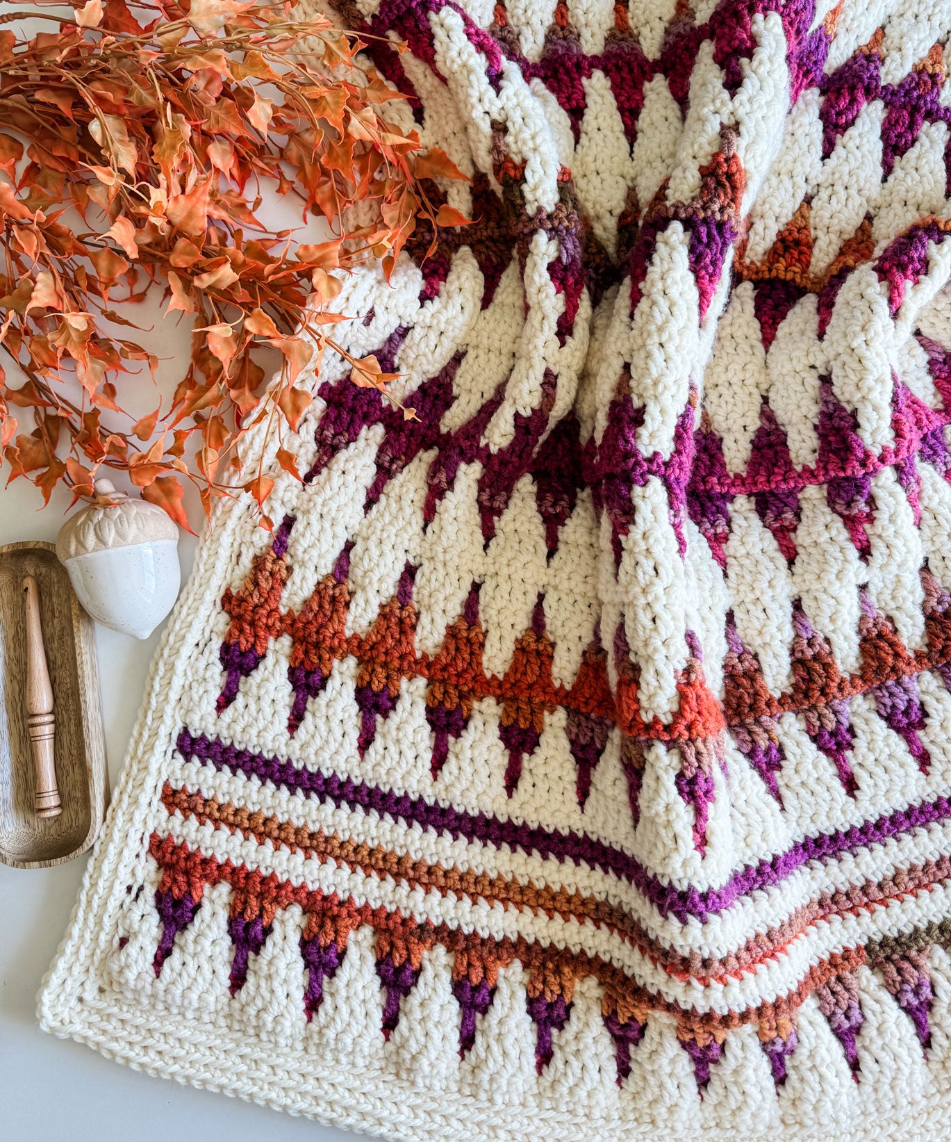 Autumn's Charm Mosaic Blanket – Mary Maxim