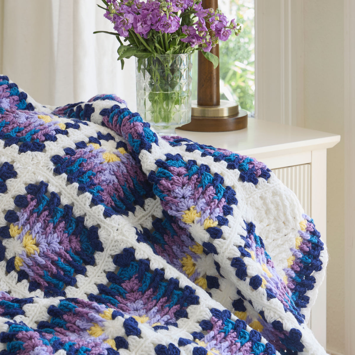 Blue Water Lily Crochet Afghan