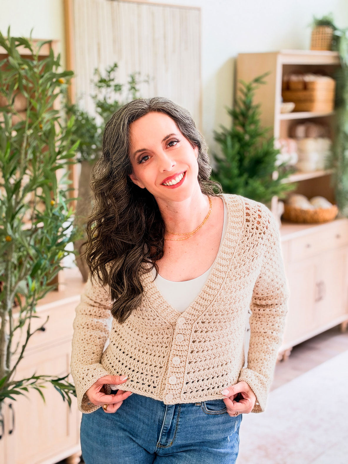 Breeze V-Neck Crochet Cardigan