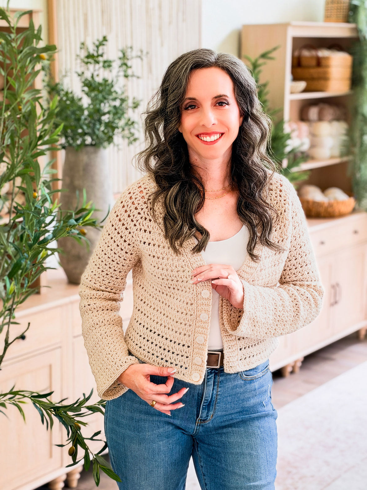 Breeze V-Neck Crochet Cardigan
