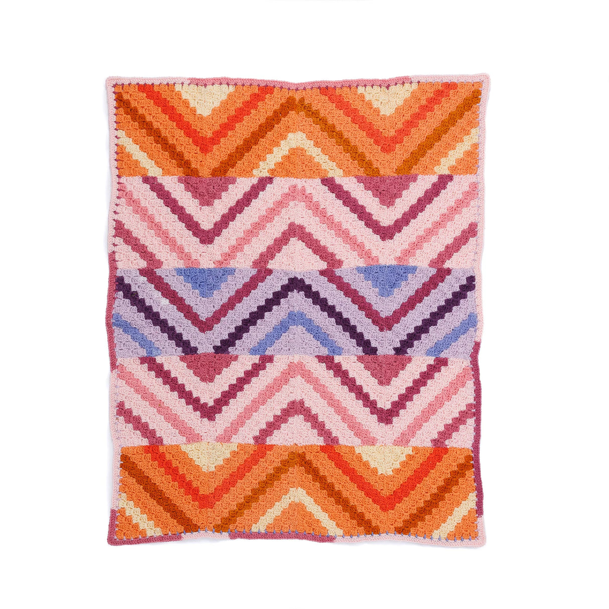 Free Red Heart Waveform Panels Blanket Pattern