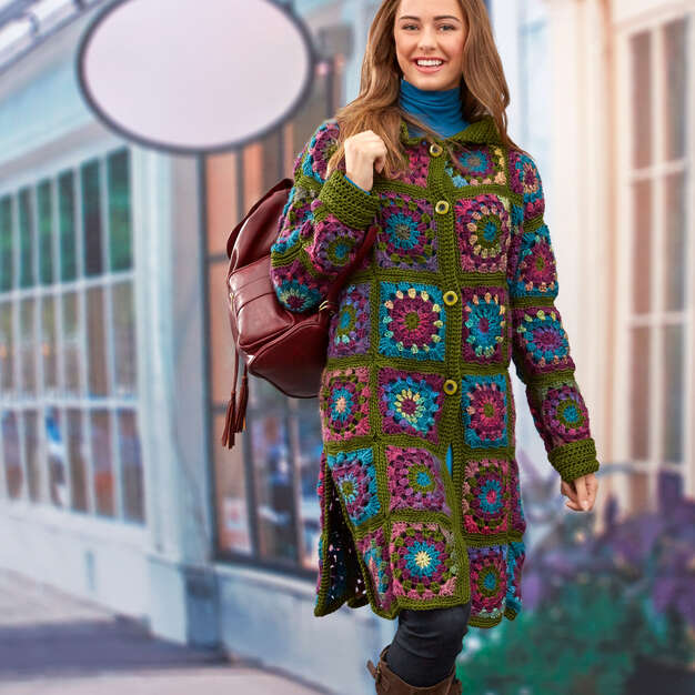 Abrigo tipo suéter gratis con patrón de abuelas