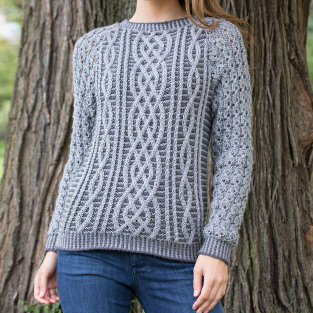 Free Two Tone Cable Sweater Pattern – Mary Maxim