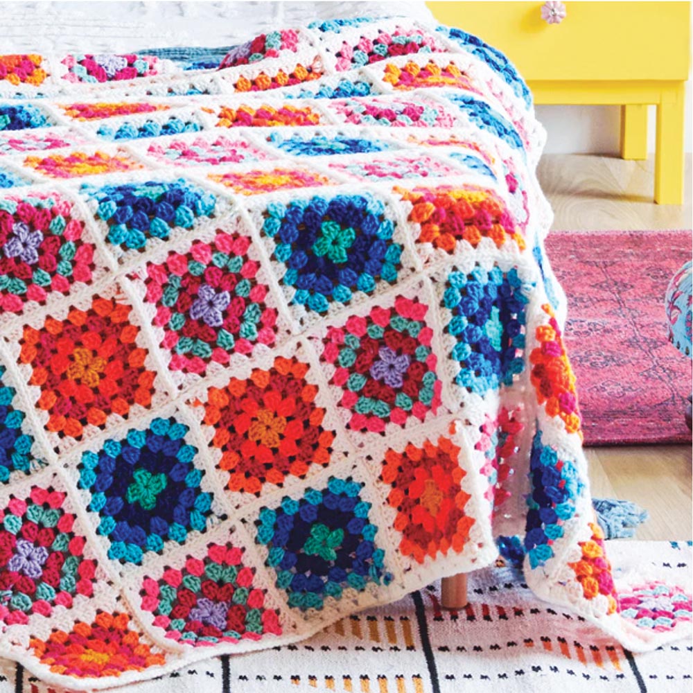 Free Spectrum Dreams Crochet Granny Square Blanket Pattern