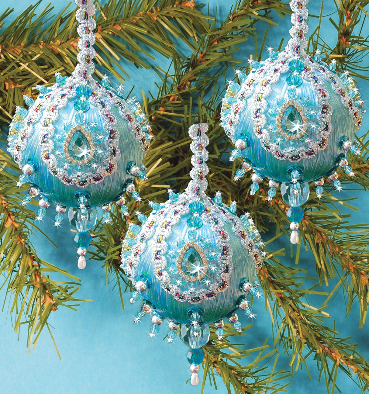 Light Blue Beaded Ornament Kit