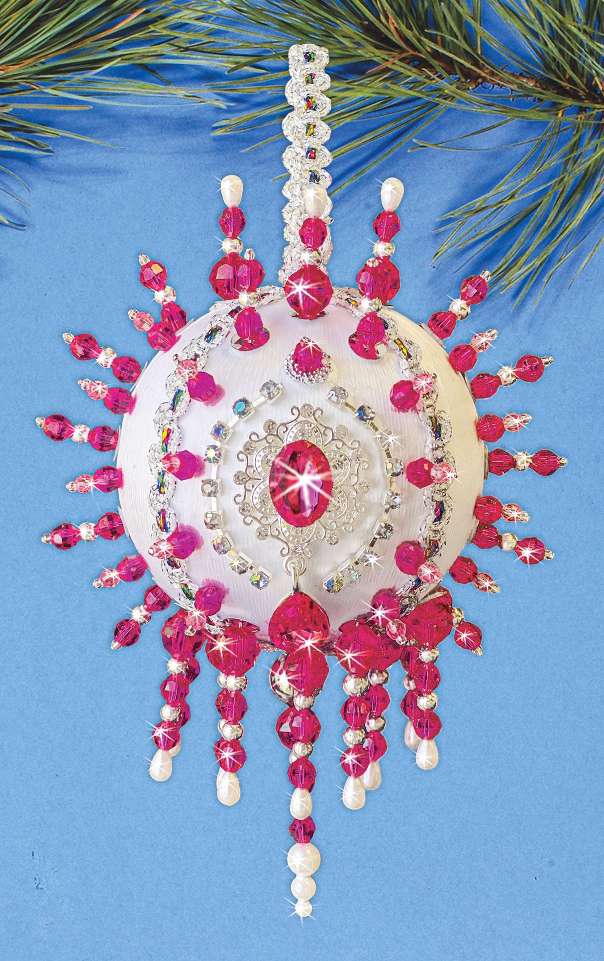 White/Pink Beaded Ornament Kit