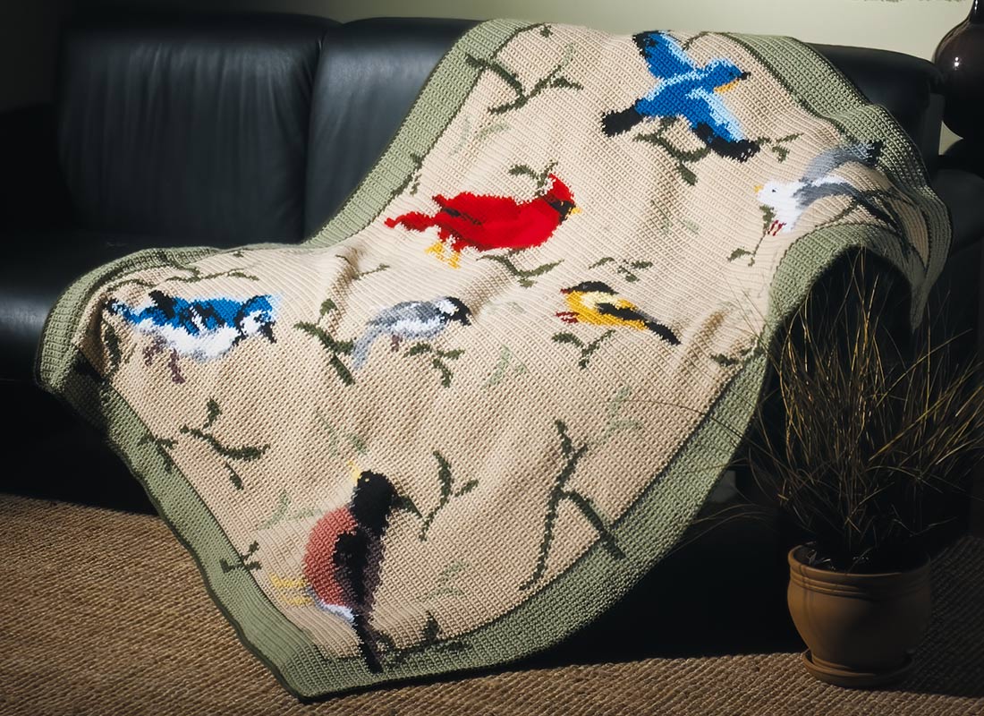 Wild Birds Afghan Pattern