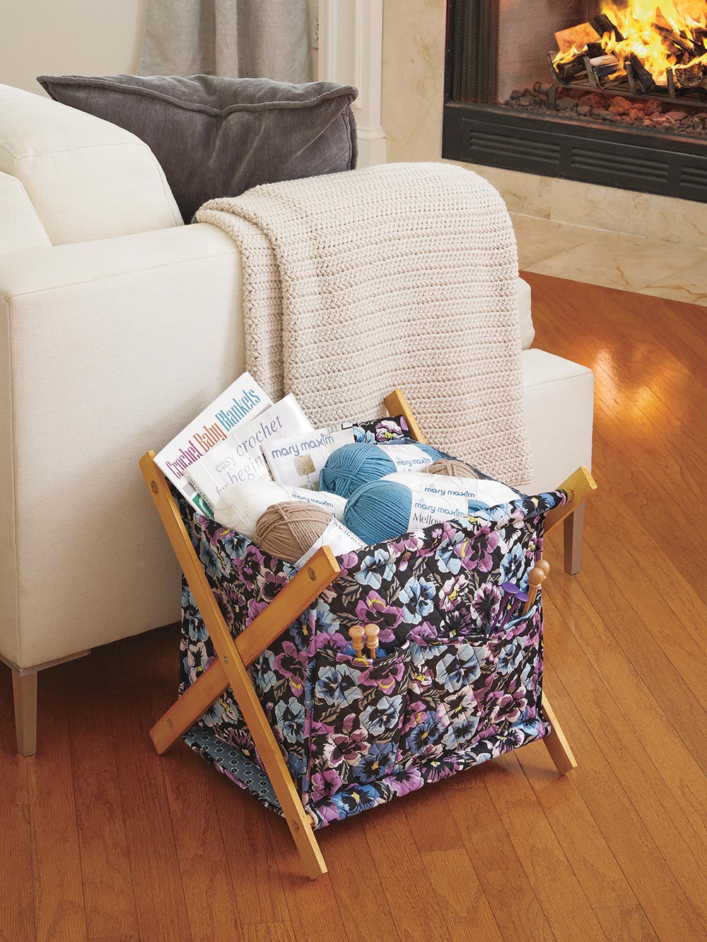 Passionate Pansies Yarn Caddy