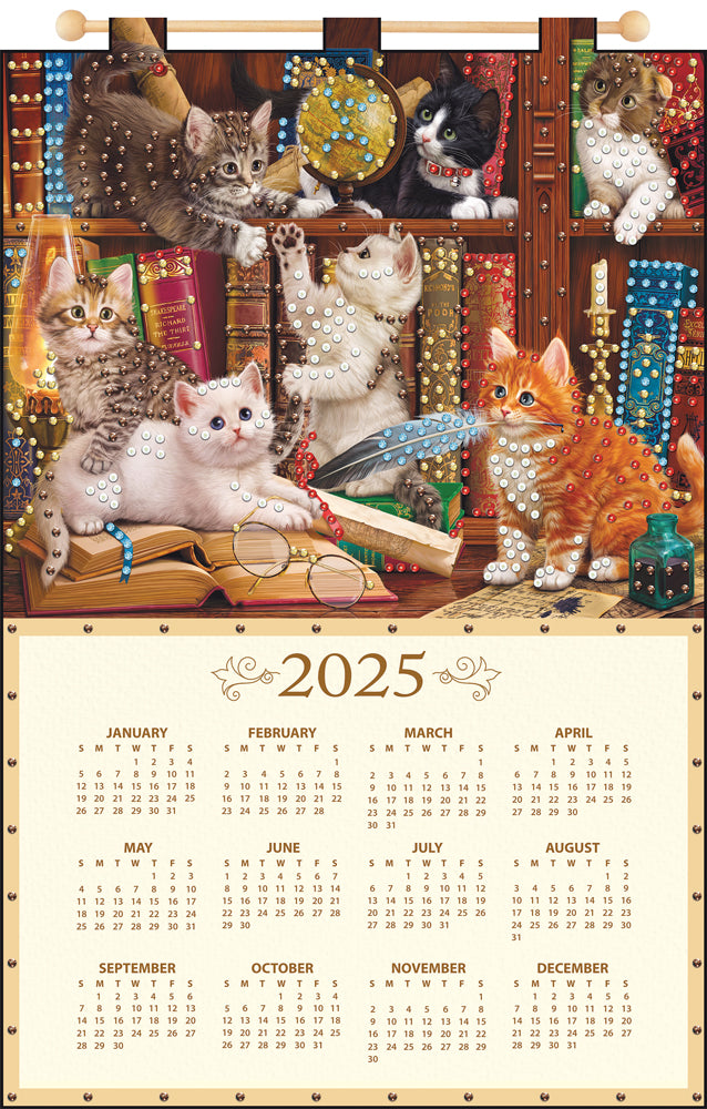 Library Kittens 2025 Felt Sequin Calendar