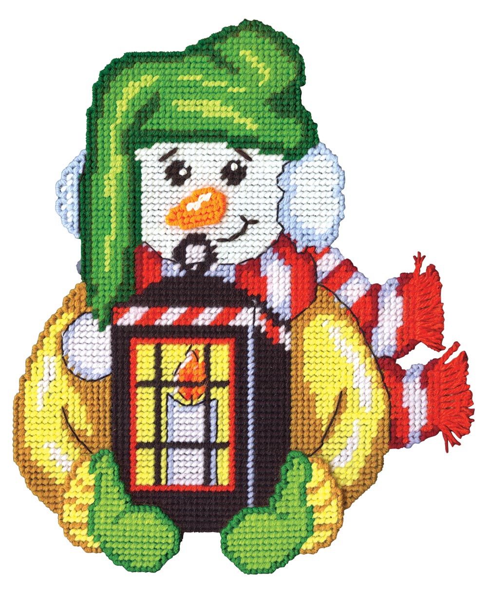 Snowman With Lantern Plastic Canvas Kit