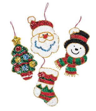 Glitz Santa Ornaments