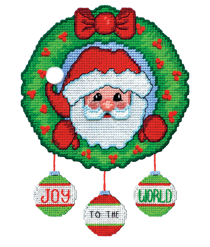 Santa Joy Wreath Plastic Canvas Kit
