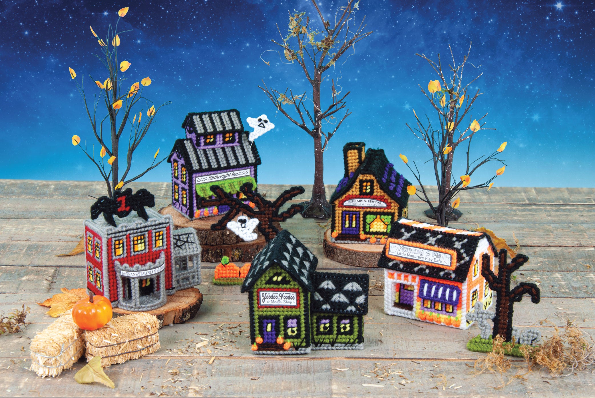 Patchwork - Mean & Dirty 激レアオリジナル Spooky Village Plastic Canvas Kit – Mary Maxim