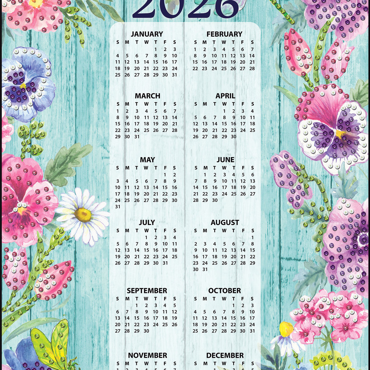Floral Border 2026 Felt Sequin Calendar Mary Maxim