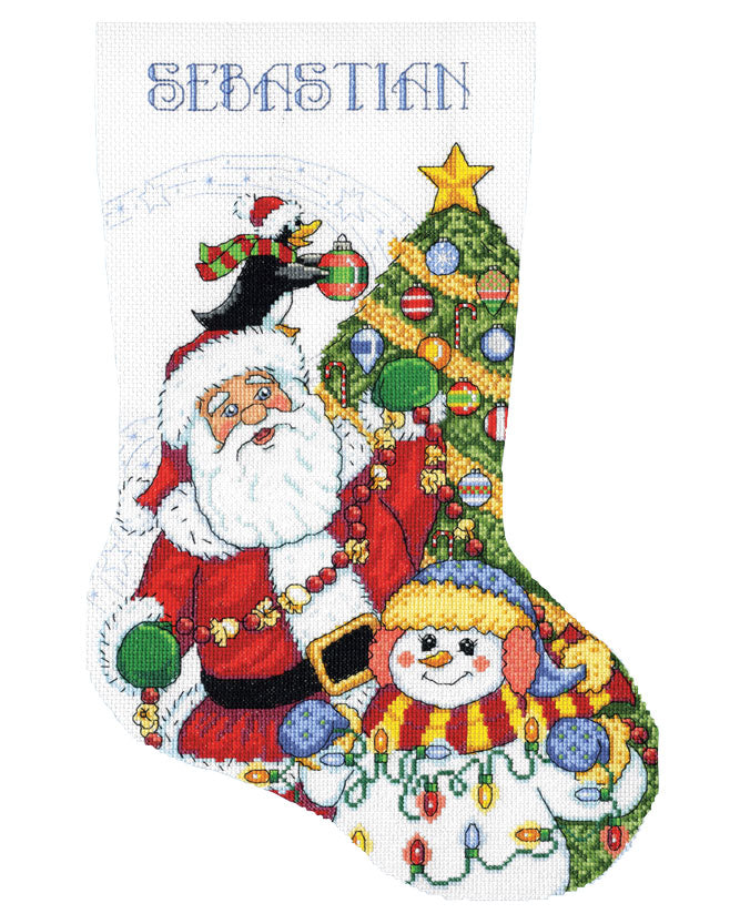 Trimming The Tree Counted Cross Stitch Stocking Kit
