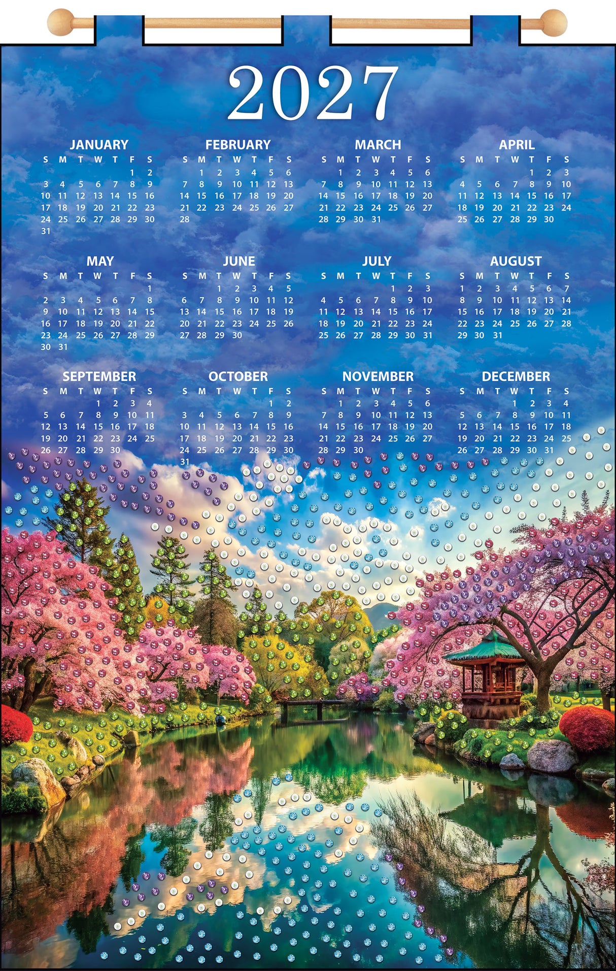 Cherry Blossoms 2027 Felt Sequin Calendar