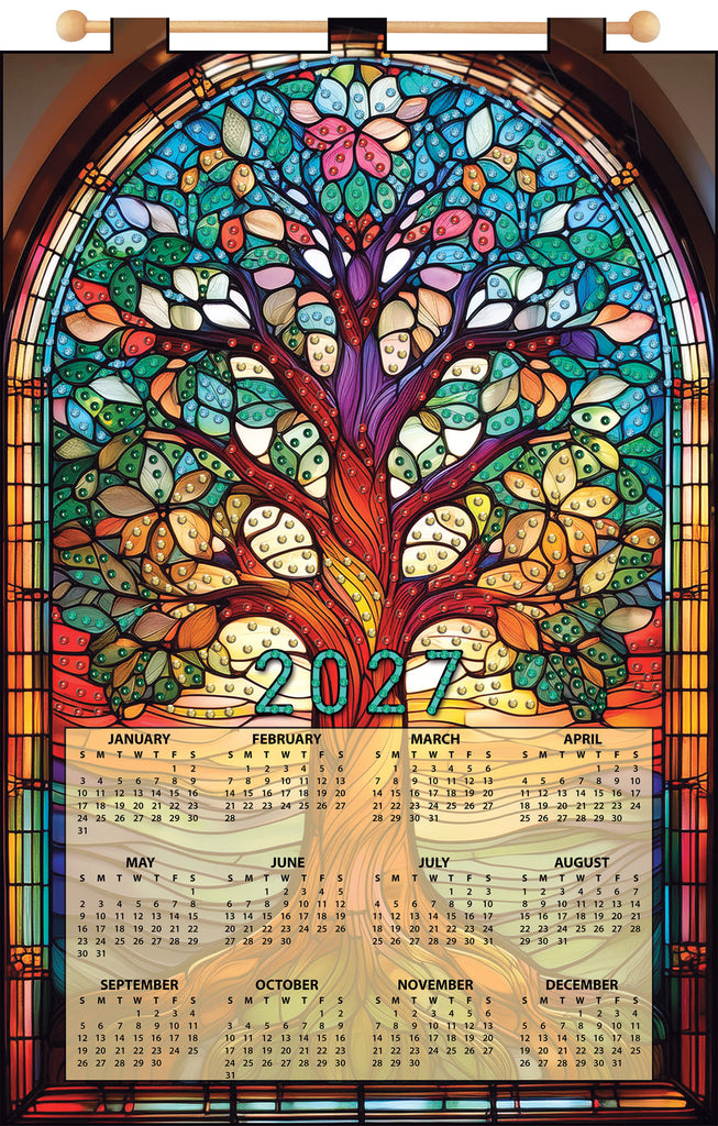 Stained Glass Tree 2027 Felt Sequin Calendar