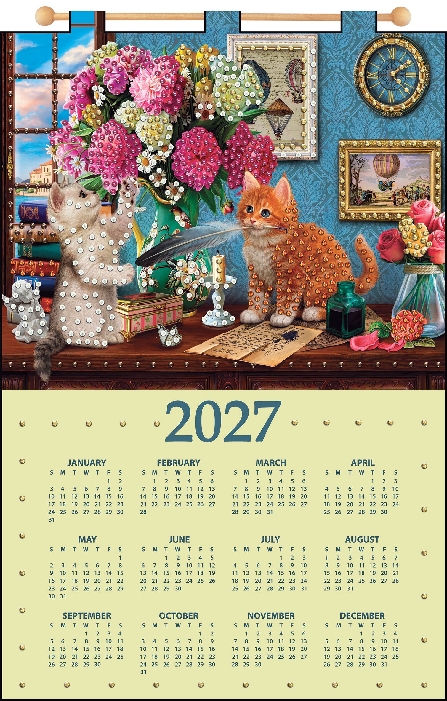 ‘76 Ken&Mary Calendar 当時物　おまけ追加 Cat With Vase 2027 Felt Sequin Calendar – Mary Maxim