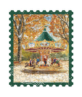 Golden Autumn Carousel Shaped Wooden Jigsaw Puzzle