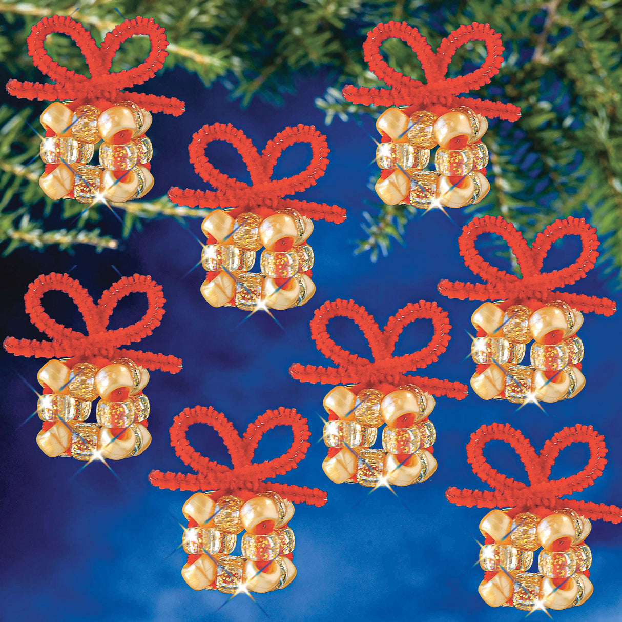 Golden Gift Box Beaded Ornament Kit