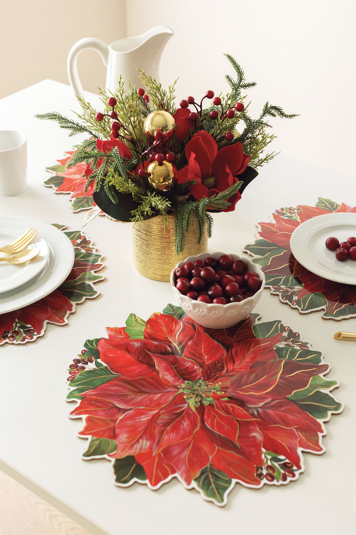 Poinsettia Glow Cork Placemats