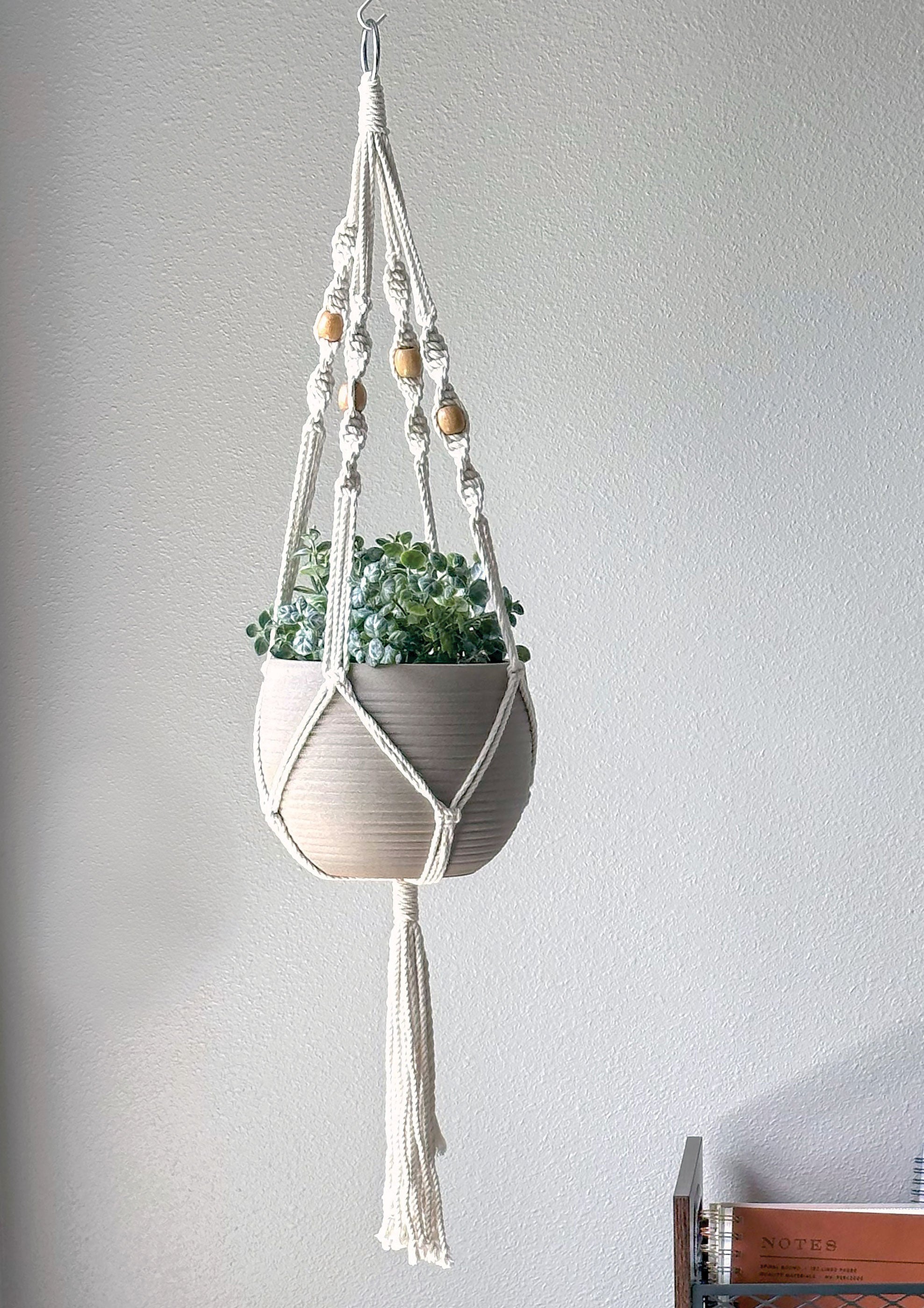 medium macrame plant hanger Staggered Spiral Medium Macrame Plant Hanger